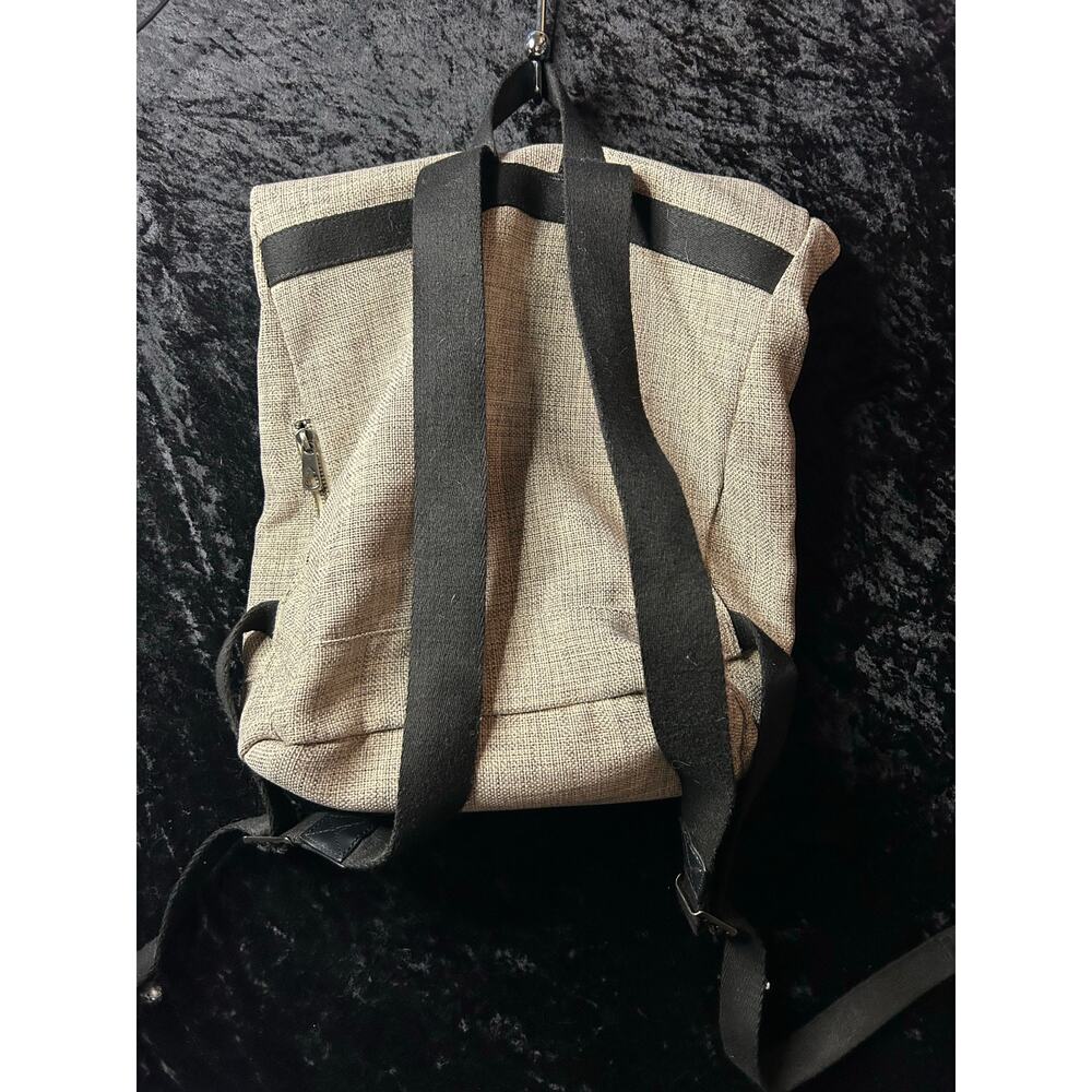 STATE Bags Roll Top Backpack – Gray with Leather Trim Map Print Lining - Picture 3 of 7